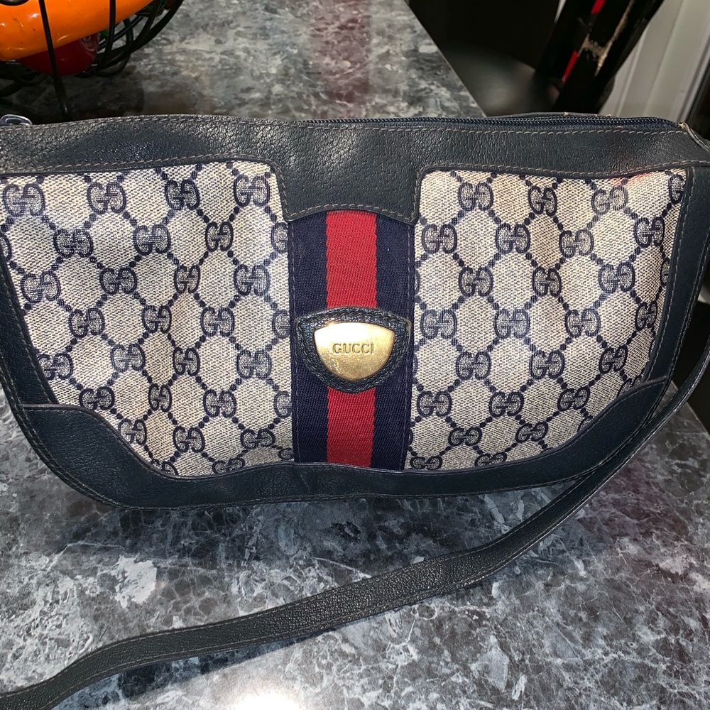 Gucci Vintage Red Blue Stripe GG Purse
